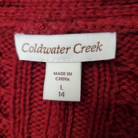 Coldwater Creek Wool Blend Cable-Knit Open Short Sleeve Cardigan Size Large (14) - Picture 3 of 6